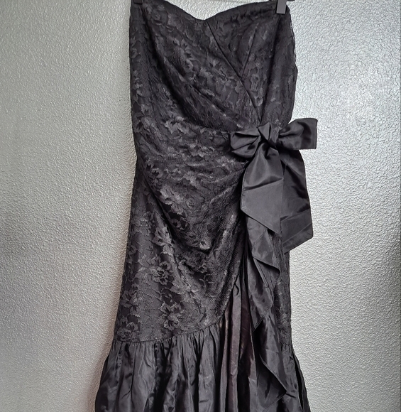 Vintage Steppin Out Black Lace Goth Dress   Size  7 - Picture 6 of 10
